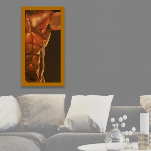 TORSO Painting by Tom Foral 1993 24x12 Acrylic on canvas Signed Framed - Picture 2 of 3